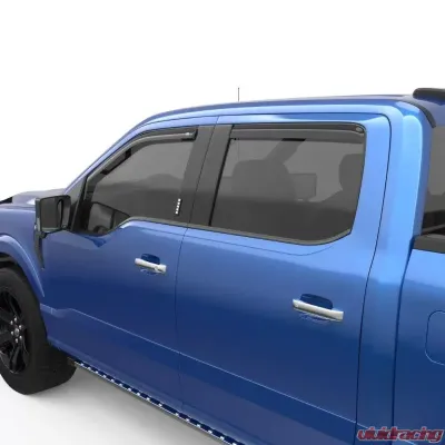 EGR In-Channel Window Visors Front & Rear Set Dark Smoke Finish Ford F-150 | F-150 Lightning | F-250 Super Duty | F-350 Super Duty 2015-2023 - 573491