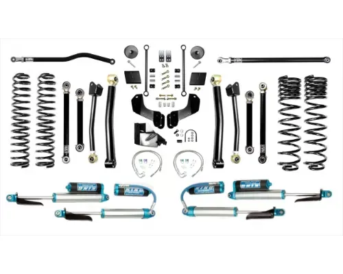 EVO Manufacturing Front Double Throwdown HC Long Arm PRO Plus Black, 4 Door Gas Jeep Wrangler 2018-2021 - EVO-243BP