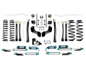 EVO Manufacturing 4.5 Inch Heavy Duty High Clearance Long Arm w/ EVO SPEC King 2.5 Inch Shocks with Adjusters Jeep Wrangler 2018-2021