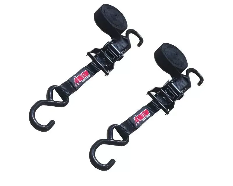Bartact 1x12" Bull Strap Medium Duty Ratchet Tie Downs w/ S-Hooks Pair - BSRS112S-B-2