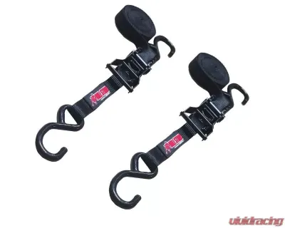 Bartact 1x12" Bull Strap Medium Duty Ratchet Tie Downs w/ S-Hooks Pair - BSRS112S-B-2