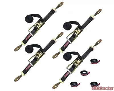 Bartact 2x12" Bull Straps Heavy Duty Rachet Tie Down w/ Twist Snap Hooks (QTY 4) | Free Bull Wraps - BSRS212-A-B-4X4