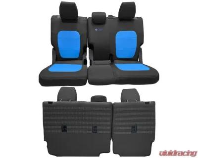 Bartact Black | Blue Tactical Rear Bench Seat Covers with No Fold Down Armrest Ford Bronco 2021-2024 - FBSC2021R4BU