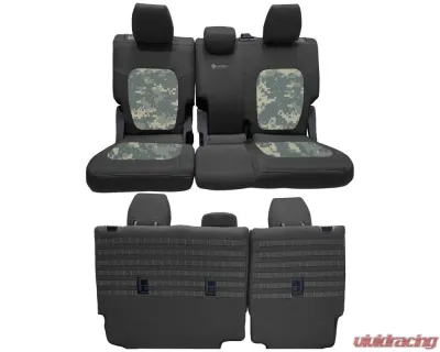 Bartact Black | White No Armrest Tactical Front Seat Covers Compliant Ford Bronco 2021-2024 - FBSC2021R4BA