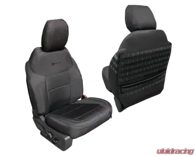 Bartact Black | Black with Armrest Tactical Front Seat Covers Compliant Ford Bronco 2021-2024 - FBSC2021RFBB