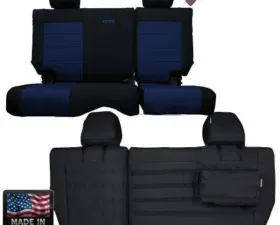 Bartact Supreme Rear Split Bench Seat Cover Black/Navy Jeep Wrangler JK Unlimited 2007