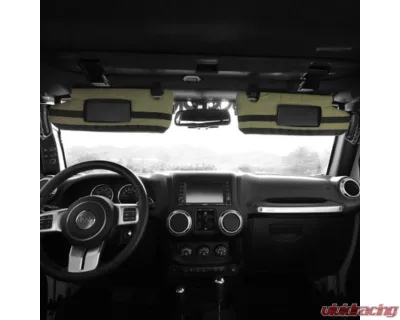 Bartact Khaki Visor with Mirrors Covers Pals Webbing Molle Attachments Pair Jeep JL | JLU 2018-2024 - JLVM0718FK