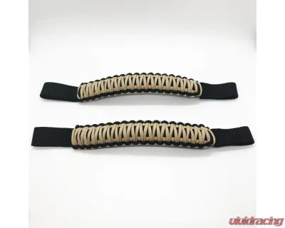 Bartact Black/Khaki Headrest Paracord Grab Handles Pair Jeep Gladiator | Wrangler | Toyota Tacoma | Ford Bronco - TAOGHHPBK