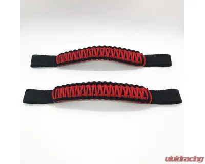 Bartact Black/Red Headrest Paracord Grab Handles Pair Jeep Gladiator | Wrangler | Toyota Tacoma | Ford Bronco - TAOGHHPBR