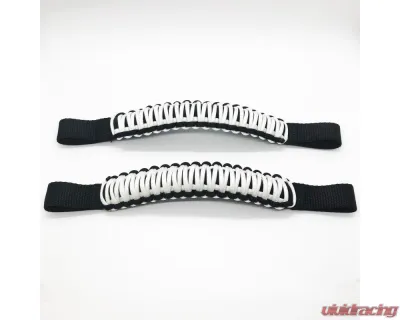 Bartact Black/White Headrest Paracord Grab Handles Pair Jeep Gladiator | Wrangler | Toyota Tacoma | Ford Bronco - TAOGHHPBW