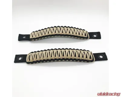 Bartact Black/Khaki Grab Handles Paracord Sound Bar Rear Side Pair Jeep Wrangler JK 2007-2018 - TAOGHRPBK