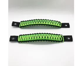 Bartact Black/Gecko Neon Green Grab Handles Paracord Sound Bar Rear Side Pair Jeep Wrangler JK 2007-2018
