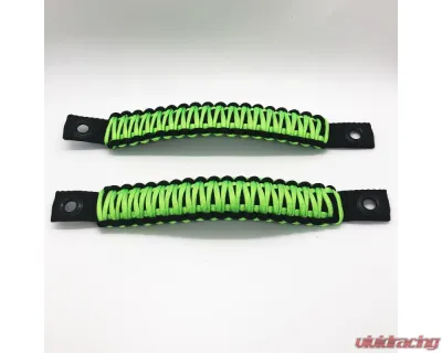 Bartact Black/Gecko Neon Green Grab Handles Paracord Sound Bar Rear Side Pair Jeep Wrangler JK 2007-2018 - TAOGHRPBL