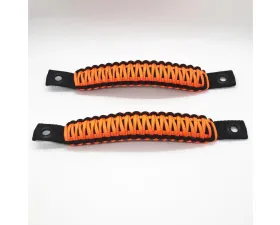 Bartact Black/Bright Orange Grab Handles Paracord Sound Bar Rear Side Pair Jeep Wrangler JK 2007-2018
