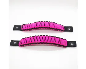Bartact Black/Hot Pink Grab Handles Paracord Sound Bar Rear Side Pair Jeep Wrangler JK 2007-2018