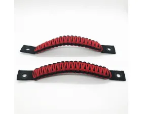 Bartact Black/Red Grab Handles Paracord Sound Bar Rear Side Pair Jeep Wrangler JK 2007-2018