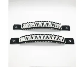Bartact Black/White Grab Handles Paracord Sound Bar Rear Side Pair Jeep Wrangler JK 2007-2018