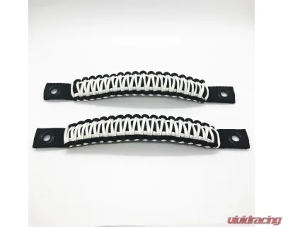 Bartact Black/White Grab Handles Paracord Sound Bar Rear Side Pair Jeep Wrangler JK 2007-2018 - TAOGHRPBW