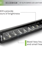 DV8 Off-Road 13 Inch High Profile LED Light Bar with Flood/Spot Combo Pattern                                     - BE13EW45W - Image 11