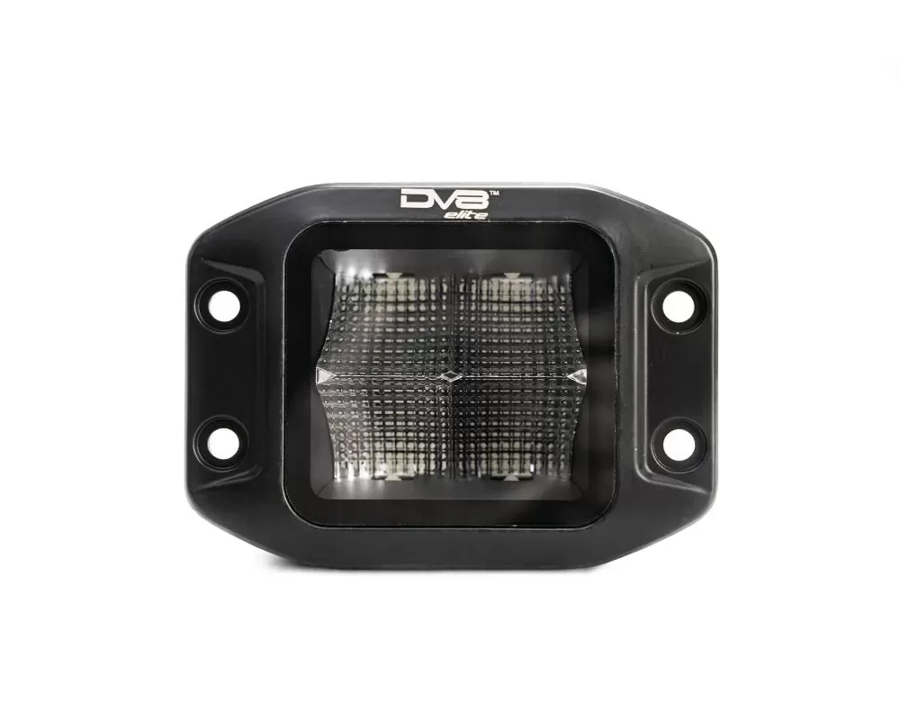 DV8 Offroad Universal 3 In. Cube Led Light With Flood Pattern And Flush Mount Plate Built In - BE3FMW40W