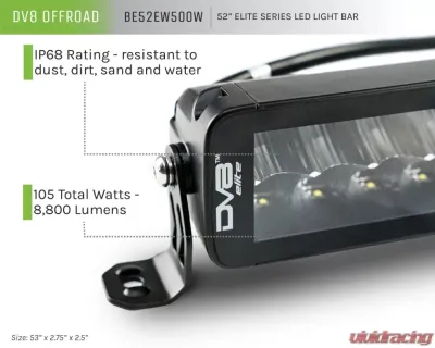 DV8 Off-Road Universal 52 Inch Dual Row LED Light Bar Flood/Spot Pattern with Side Mounts - BE52EW500W