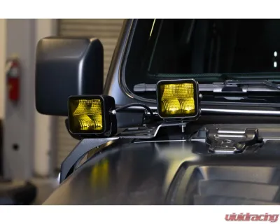 DV8 Off-Road 3-Inch Elite Series LED Amber Pod Light for Jeep Wrangler 2007-2018 - BE3EW40W-A