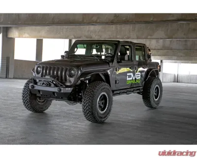 DV8 Off-Road FS-25 Stubby Front Bumper with Plated Bull Bar for Jeep Wrangler JK/JL, Gladiator JT 2007 - FBJL-06