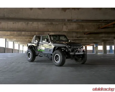DV8 Off-Road FS-25 Stubby Front Bumper with Plated Bull Bar for Jeep Wrangler JK/JL, Gladiator JT 2007 - FBJL-06