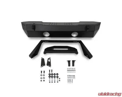 DV8 Off-Road FS-25 Stubby Front Bumper with Plated Bull Bar for Jeep Wrangler JK/JL, Gladiator JT 2007 - FBJL-06