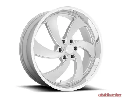 US Mag 1PC U134 Desperado Wheel 20x8 5x127 | 5x5 1mm Silver BRushed Face Milled Diamond Cut Lip - U134208073+01R