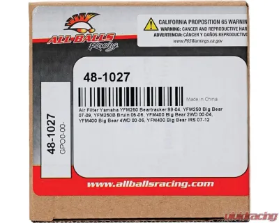 All Balls Racing OE Replacement Air Filter Yamaha YFM 250 | 400 1999-2012 - 48-1027