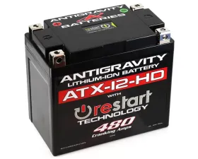 Antigravity 480 Cranking Amps ATX12 Heavy-Duty Lithium Battery w/Re-Start