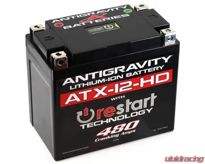 Antigravity 480 Cranking Amps ATX12 Heavy-Duty Lithium Battery w/Re-Start - AG-ATX12-HD-RS