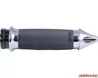 Avon Grips Chrome Custom Contour Anonized Spike Heated Grips w/Cable Throttle - CC-85-CH-SPK-HT