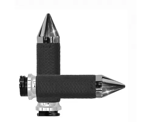Avon Grips Chrome Memory Foam Spike Grips w/Cable Throttle - MF-63B-CH-SPK