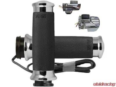 Avon Grips Custom Contour Heated Chrome Twist Grip - CC-85-CH-F24-HT