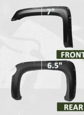 Bulken Offroad Matte Black Rivet Style Fender Flares Chevrolet Silverado 1500 Short Bed Fleetside 2007-2013                                     - BKN-14818264 - Image 6