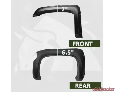 Bulken Offroad Matte Black Rivet Style Fender Flares Chevrolet Silverado 1500 Short Bed Fleetside 2007-2013 - BKN-14818264