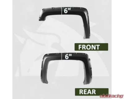 Bulken Offroad Matte Black Rivet Style Fender Flares Chevrolet Silverado 2500HD | 3500HD 2014-2018 - BKN-14818645