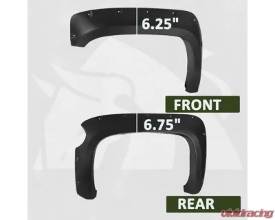 Bulken Offroad Matte Black Rivet Style Fender Flares Chevrolet Silverado 2500HD | 3500HD Short Bed 2014-2018 - BKN-14818702
