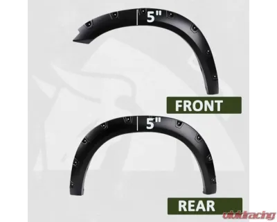 Bulken Offroad Matte Black Rivet Style Fender Flares Dodge RAM 1500 Fleetside 2009-2018 - BKN-14824302