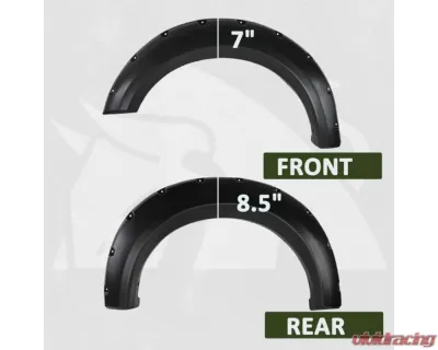 Bulken Offroad Matte Black Rivet Style Fender Flares Ford F-150 Styleside 2009-2014 - BKN-14835464