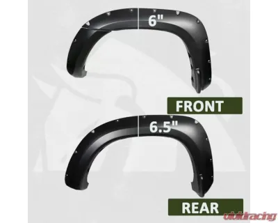 Bulken Offroad Matte Black Rivet Style Fender Flares Toyota Tacoma Bed Fleetside 2005-2011 - BKN-14874339