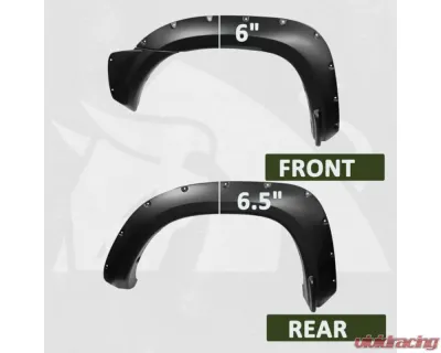 Bulken Offroad Matte Black Rivet Style Fender Flares Toyota Tacoma Long Bed Fleetside 2012-2015 - BKN-14874516