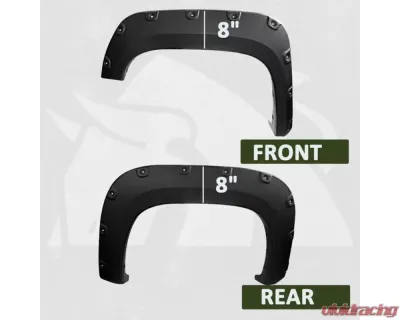 Bulken Offroad Black Rugged Rivet Style Fender Flares Chevrolet Silverado 1500 Short Bed Fleetside 2007-2013 - BKN-18618399