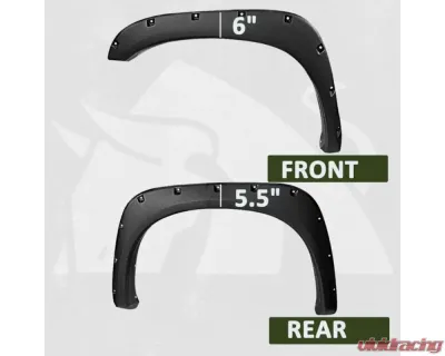 Bulken Offroad Black Rugged Rivet Style Fender Flares Dodge RAM 1500 | 2500 | 3500 2002-2009 - BKN-18624235