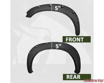 Bulken Offroad Black Rugged Rivet Style Fender Flares Dodge RAM 1500 Fleetside 2009-2018 - BKN-18624714