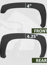 Bulken Offroad Matte Black Rivet Style Fender Flares Chevrolet Silverado 1500 2019-2021                                     - BKN-19518962 - Image 6