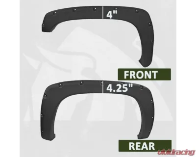 Bulken Offroad Matte Black Rivet Style Fender Flares Chevrolet Silverado 1500 2019-2021 - BKN-19518962
