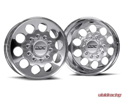 DDC Wheels The Hole Dually Wheel Set 20x8.50 10x225 Polished Dodge Ram 4500 | Ford F-450 2005-2020 - 03PL-225-08-12